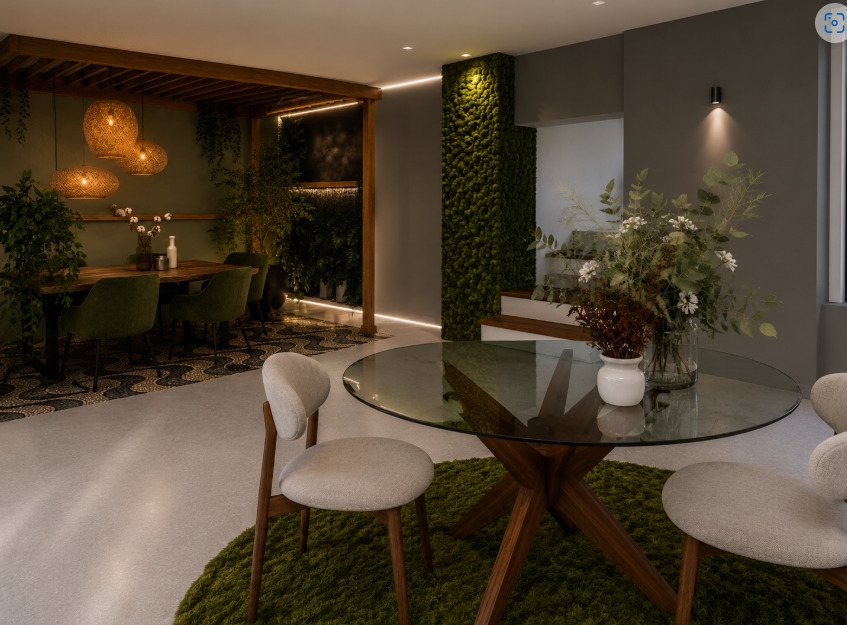 Interior e atmosfera do Atelier HYBRIDA